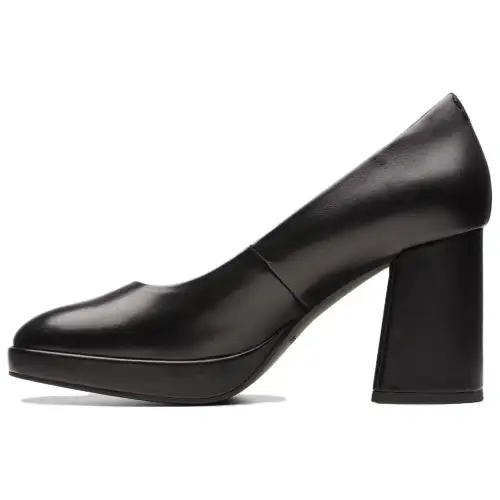 Clarks Leather Chunky Heel High Heels 8.5cm Women's Black