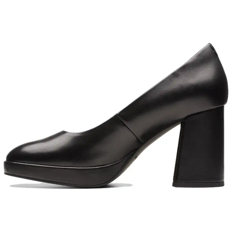 Clarks Leather Chunky Heel High Heels 8.5cm Women's Black