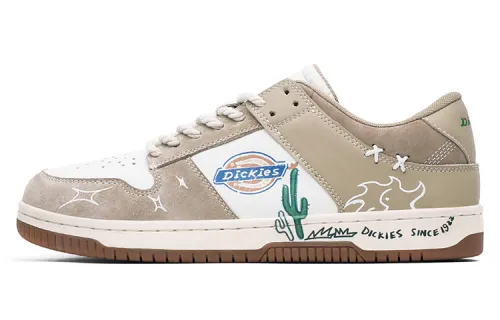 Dickies Slip Resistant, Abrasion Resistant, Lightweight, Breathable Low top DUNK Skateboard Shoes Men's White Khaki