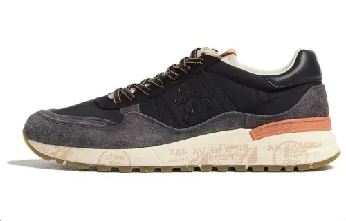 PREMIATA Leather Comfortable And Trendy Low top Casual Shoes Men's Black