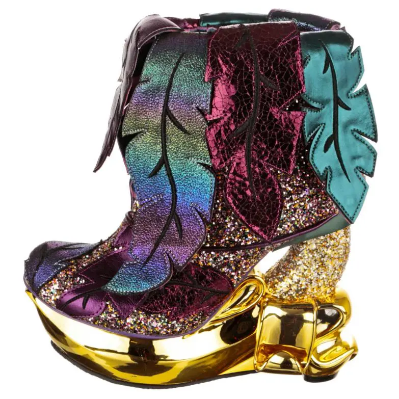 IRREGULAR CHOICE Pu Ankle Boots 12cm Women's Gold Purple