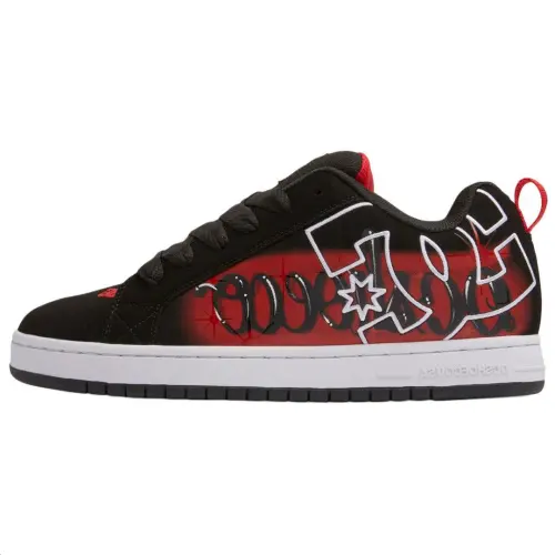 DC Shoes Cow Leather Low top Skateboard Shoes Men's Black Red