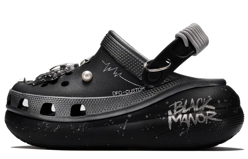 Crocs Crush Clog ADCDAVINCI Custom, Night Star Clogs Unisex Silver Black
