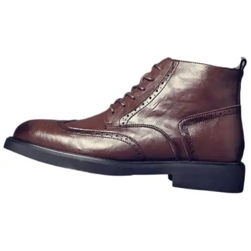 JANE HARLOW Synthetic Leather Short Combat Boots Men's Brown
