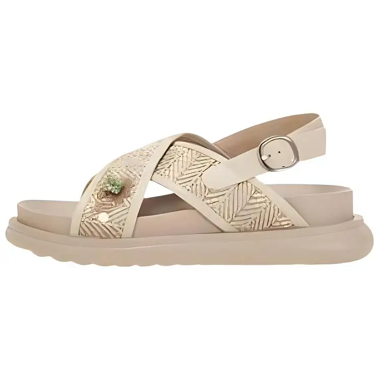 Teenie Weenie Fabric Comfortable Beach Sandals Women's Beige Brown