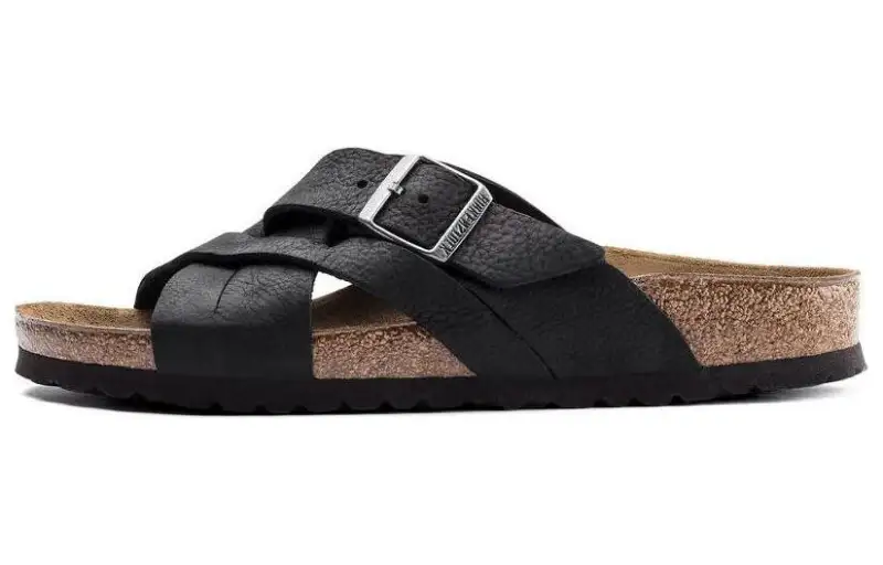 Birkenstock Antibacterial Slip Resistant Slide Slippers Unisex Black Narrow