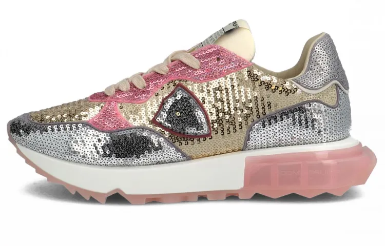 PHILIPPE MODEL La Rue Casual Shoes Women's Low Top Gold Silver Pink