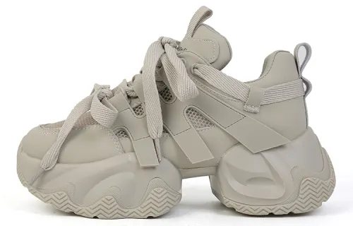 La Chapelle Cow Leather Height Increasing Low top Chunky Sneakers Women's
