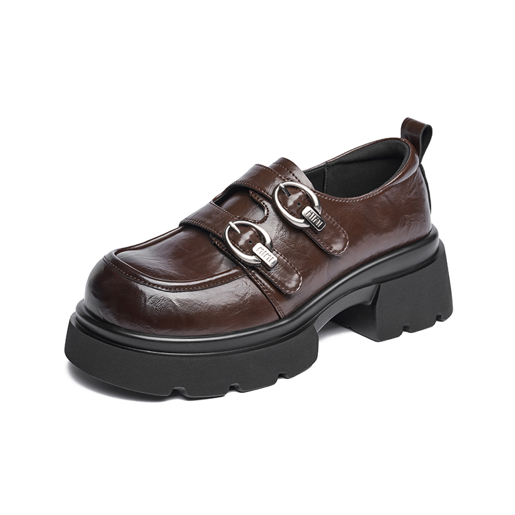 JOSINY small thick-soled heightening versatile trendy and comfortable small leather shoes retro style casual soft-soled outdoor commuting shoes loafers 5.5cm women