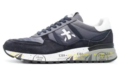 PREMIATA Landeck Logo Cow Leather Low top Casual Shoes Men's Marine Blue