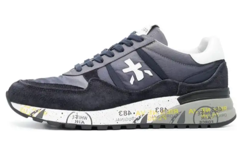 PREMIATA Landeck Logo Cow Leather Low top Casual Shoes Men's Marine Blue