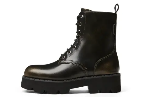 CHARLES&KEITH Small Ck PU Short Combat Boots 4.5cm Women's