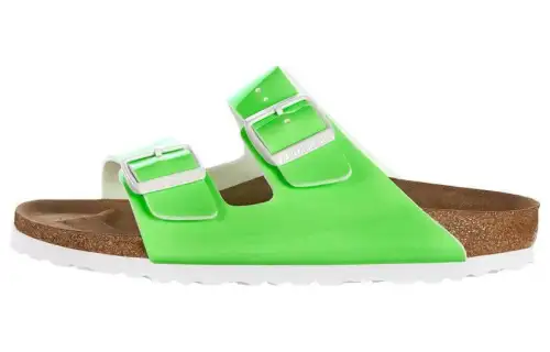 Birkenstock Leather Slide Slippers Women's Green