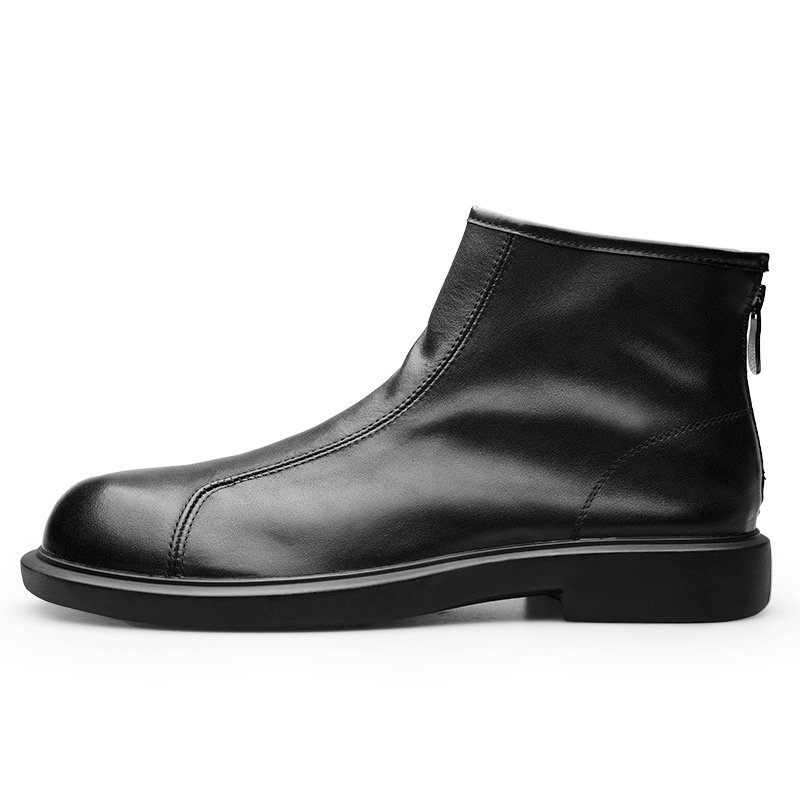 PARDASAUL first-layer cowhide fashion simple trend short-leg Chelsea boots men's black
