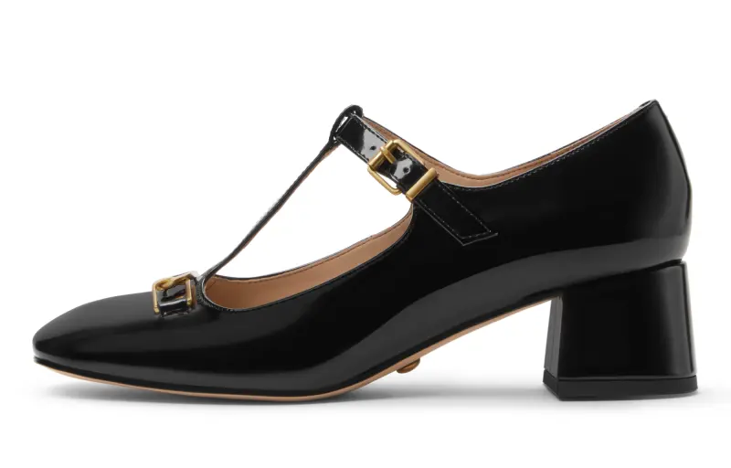 CHARLES&KEITH Gabine Cow Leather Chunky Heel Mary Jane Shoes 4.6cm Women's