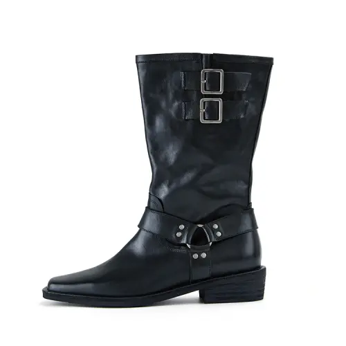 Marie Claire Cow Leather Ankle Boots 3.5cm Women's Black Blue