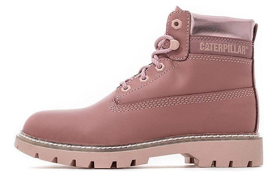 CAT Top Grain Cow Leather Crew Combat Boots Women's Pink