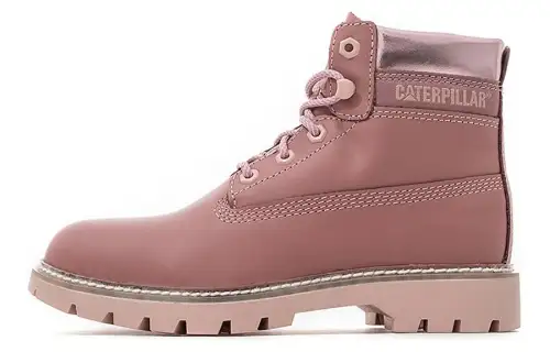 CAT Top Grain Cow Leather Crew Combat Boots Women's Pink