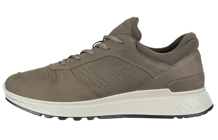 Ecco Exostride Leather Cushioning Slip Resistant Abrasion Resistant Low top Casual Shoes Men's Khaki