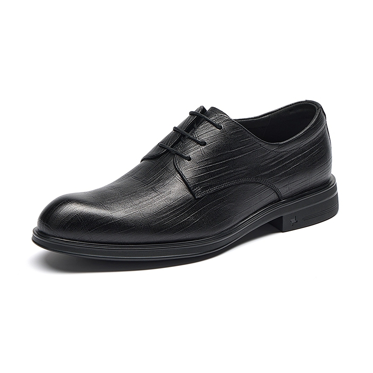 SEVEN Qipai cow leather breathable lace-up round toe commuting business workplace interview wedding groomsmen outfit formal leather shoes men's black