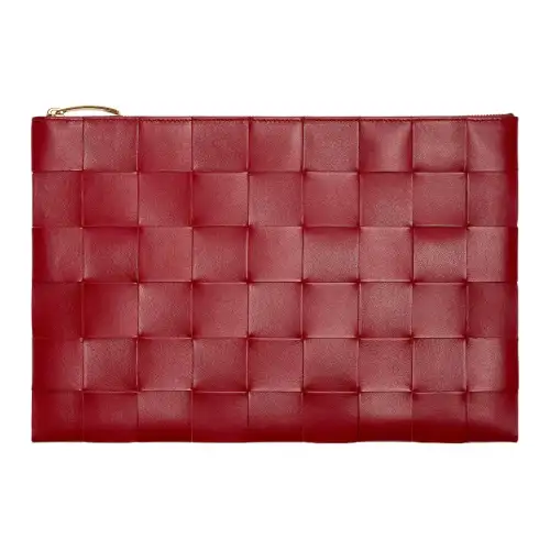 Bottega Veneta Lambskin Clutch Large Women's Red