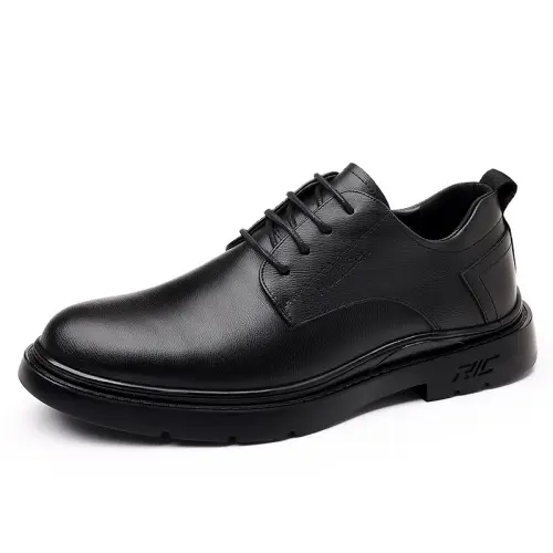 Mulinsen Fashionable Simple Classic Versatile Retro British Elite High-Level Gentleman Elegant, Comfortable, Wear-Resistant, Non-Slip, Lightweight Commuting Workplace Round Toe Car Stitching Lace-up Low-top Men's Casual Shoes Men's Black