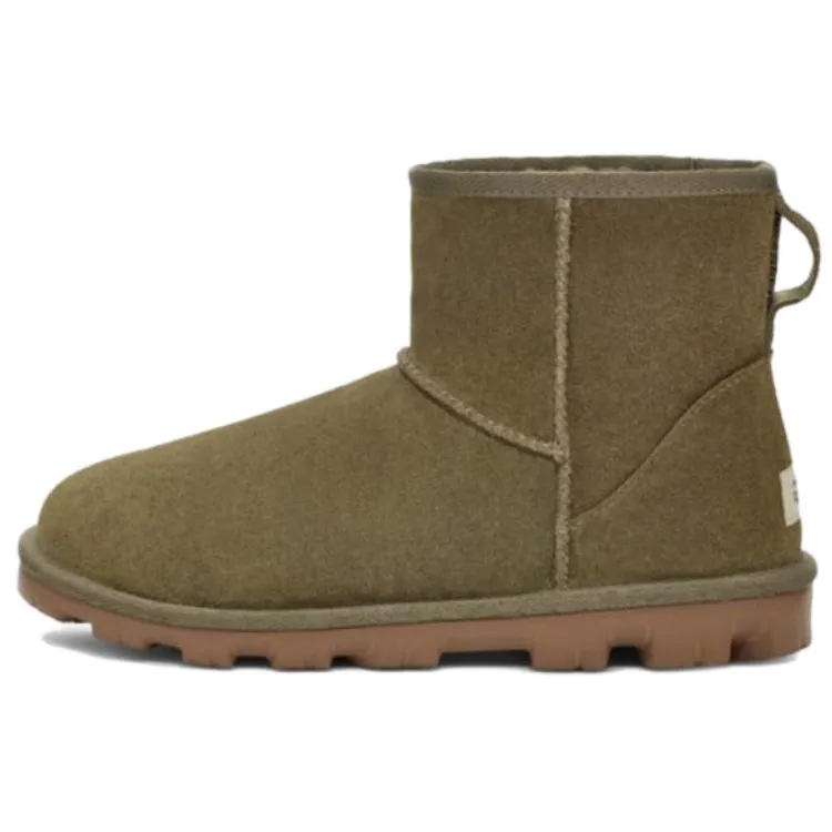 UGG Cow Split Leather Short Snow Boots Women's Burnt Olive