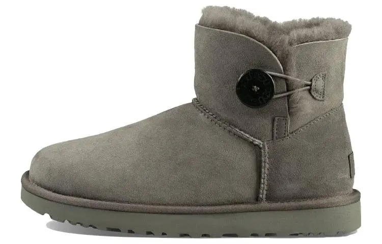 UGG Mini Bailey Button Ii Boot Fleece Lined Gray Women's