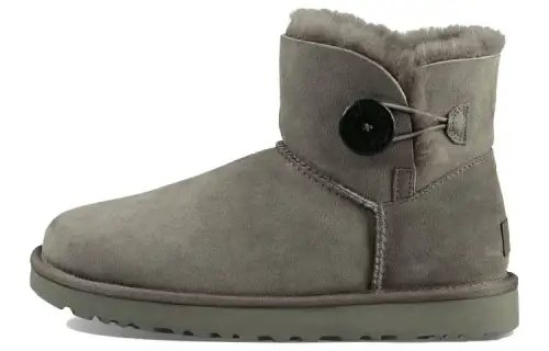 UGG Mini Bailey Button Ii Boot Fleece Lined Gray Women's