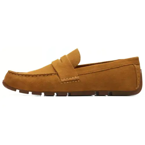 Clarks Cow Split Leather Loafers 1CM Men's Yellow