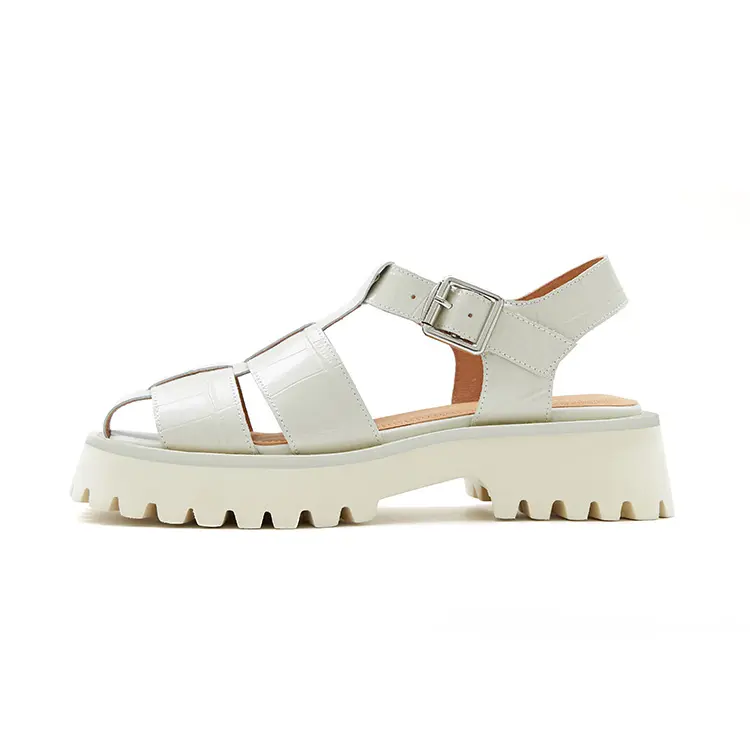 Marie Claire Top Grain Cow Leather Stylish Sandal Women's Ceramic Ivory