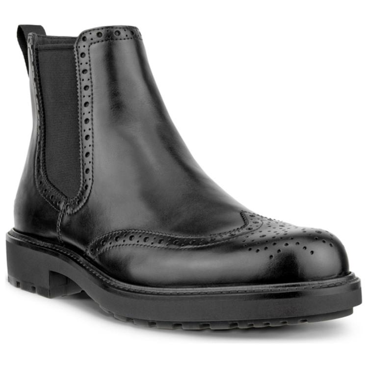 Ecco Cow Leather Short Chelsea Boots Men's Black