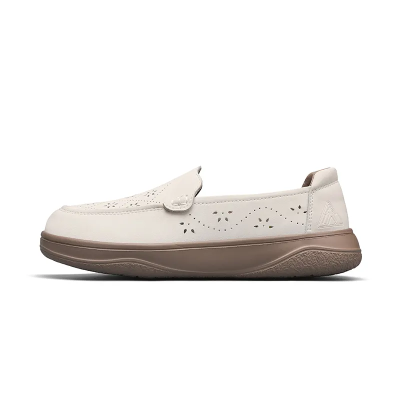 Foot Lijian Nurse Shoes Lazy Shoes Summer Hollow Leather Shoes Soft Soles Comfortable Simple Casual Versatile Flat Bottoms Will Not Tire Your Feet for Long-term Wear Convenient One-Step Non-slip Wear-Resistant Lightweight Breathable Loafers Women