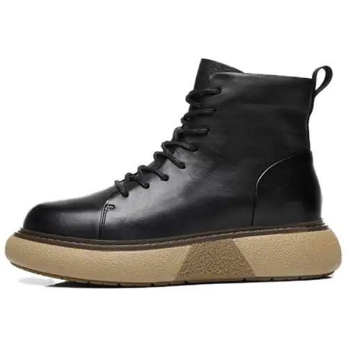 JANE HARLOW Leather Classic And Versatile Crew Combat Boots Men's Black