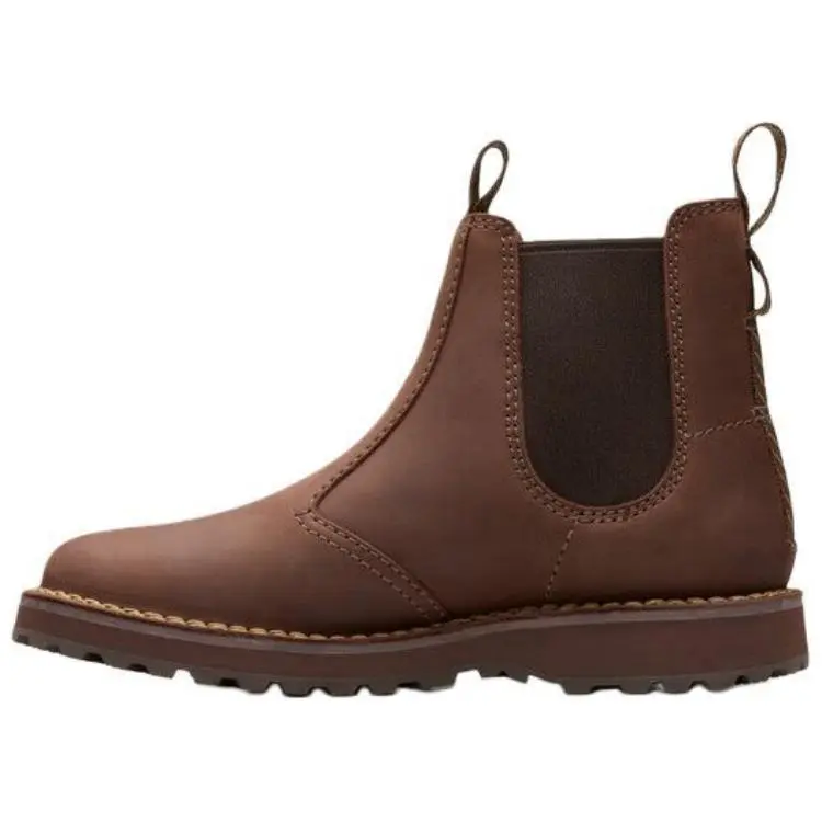 Clarks Cow Split Leather Crew Chelsea Boots 3cm Men's Brown