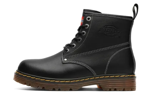 Dickies Top Grain Cow Leather Combat Boots Short Fleece Lined Men's