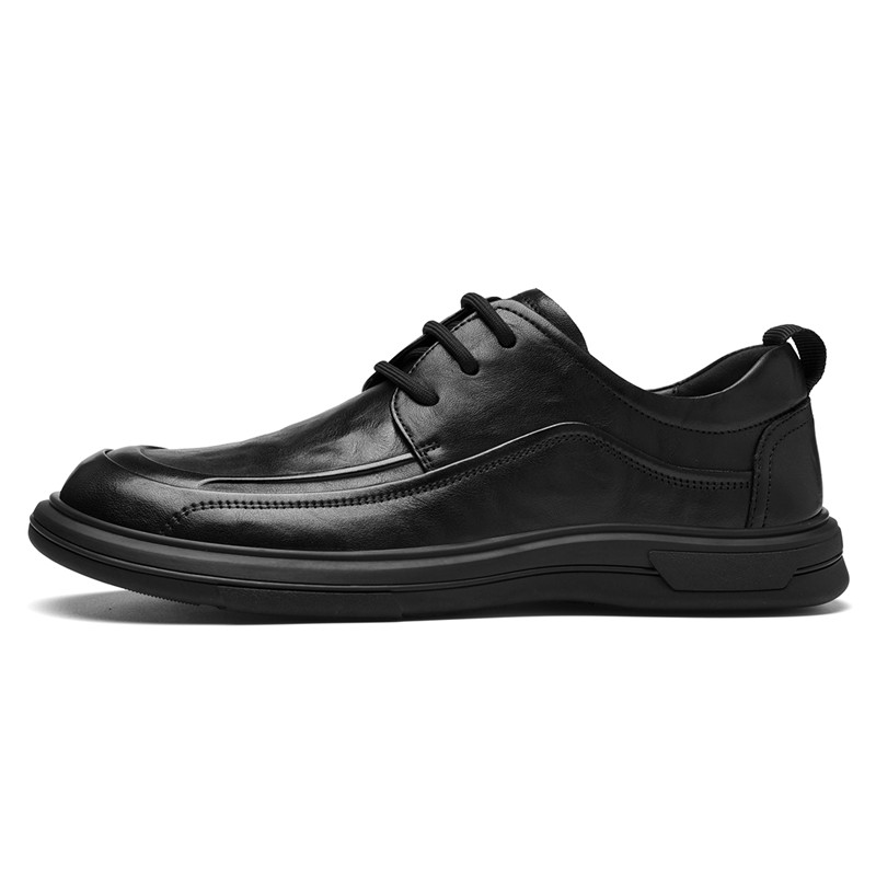 Septwolves, leather classic retro high quality fashionable elegant universal lightweight comfortable sneakers English style for work and office, casual black shoes with shoelaces, cowhide, British style, high-quality style, simple and elegant design, easy to put on