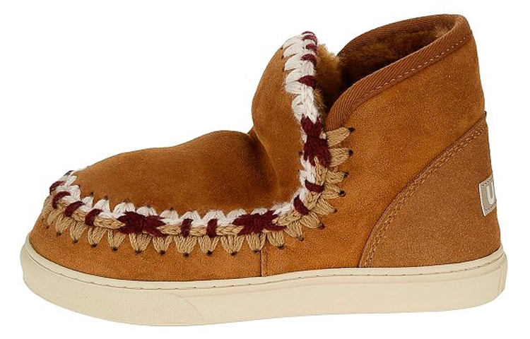 MOU Suede Slip Resistant Thermal Short Ankle Boots Women's Brown