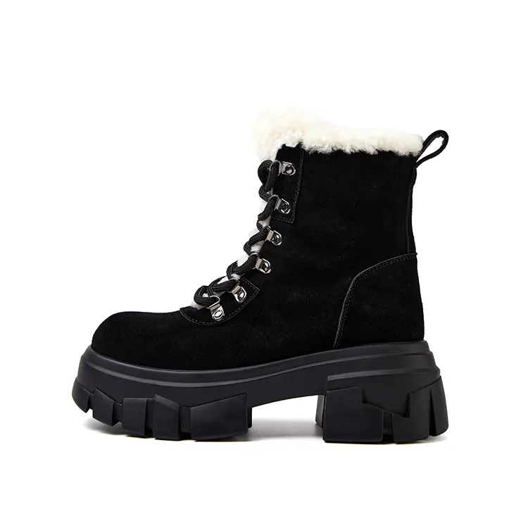 Marie Claire Short Mid Calf Combat Boots 6.5cm Women's Midnight Paris Black