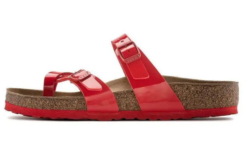 Birkenstock Synthetic Leather Slide Slippers Women's Red Regular