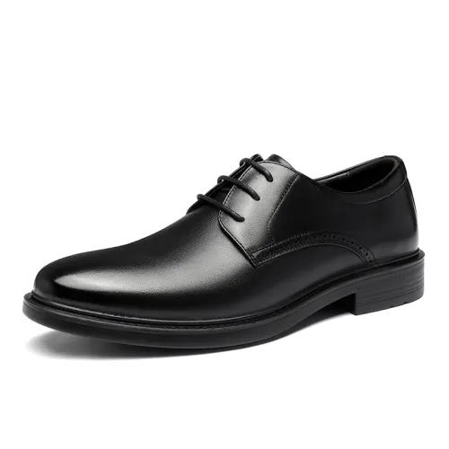 AOKANG first layer cowhide business casual British style formal leather shoes men's black