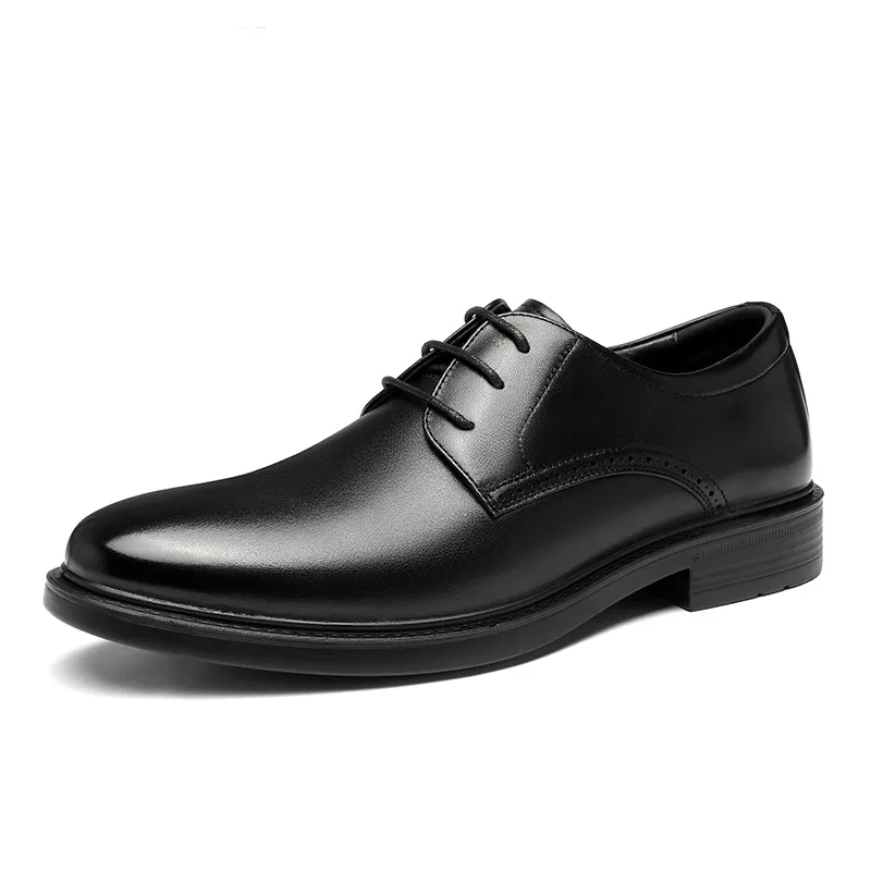 AOKANG first layer cowhide business casual British style formal leather shoes men's black