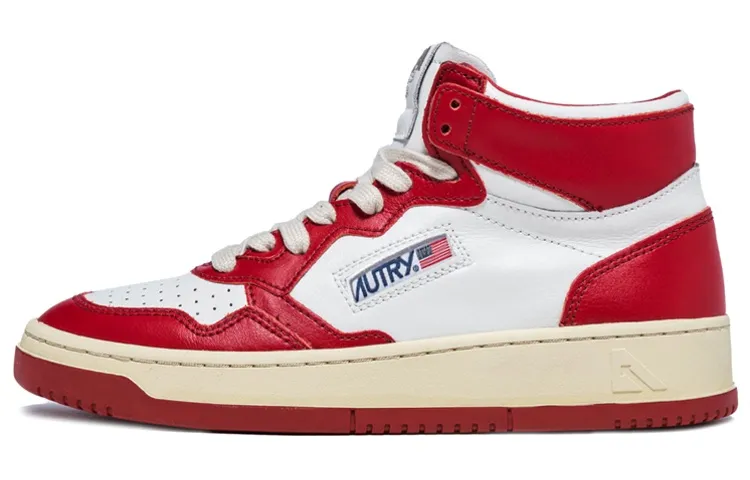 AUTRY Medalist Mid Leather Sneakers Two Toned 'White Red' Women's