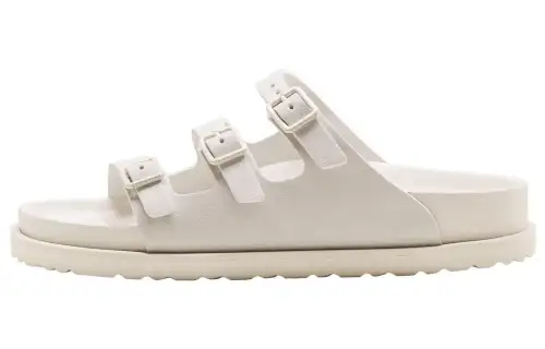 Birkenstock Leather Slide Slippers Unisex White