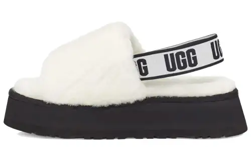 UGG Disco Slide Thick Sole White Slippers Women's