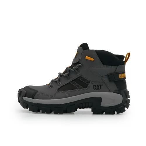 CAT Invader Mid Vent CT SS25 Cow Split Leather Short Combat Boots Men's Gray