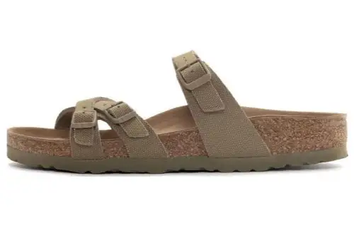 Birkenstock Slide Slippers Women's Brown Green Regular