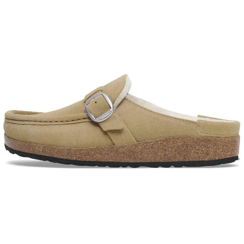 Birkenstock Buckley Shearling Slip Resistant Closed Toe Slippers Women's Beige Narrow