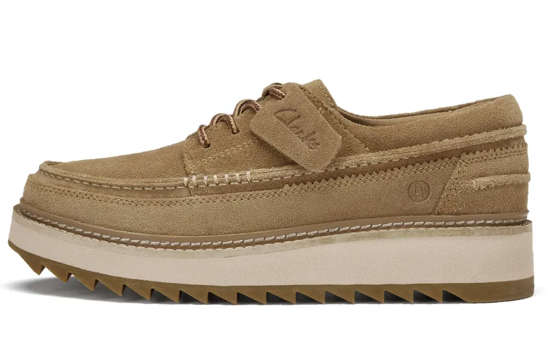 Clarks Cow Split Leather Casual Shoes Men's Light Umber