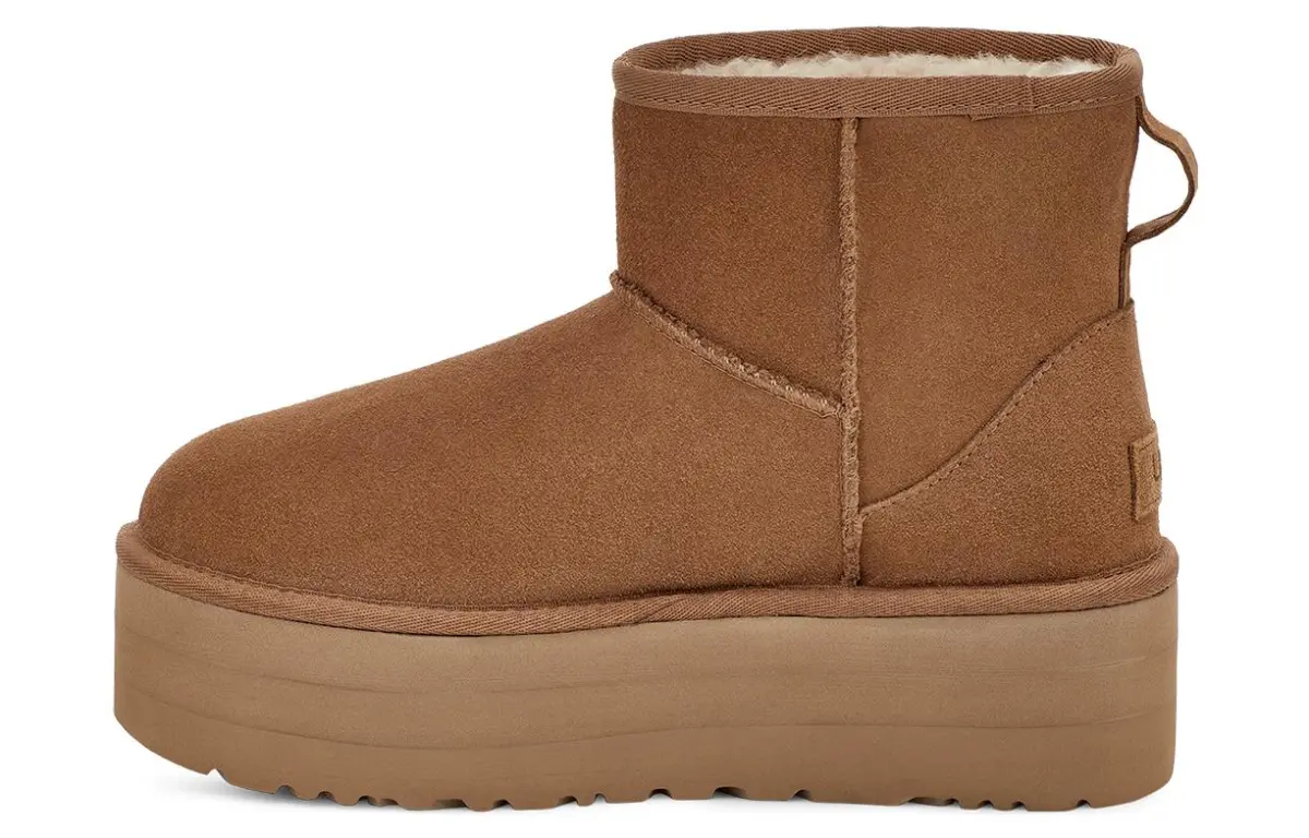 UGG CLASSIC MINI Fleece Lined, Comfortable Mini Platform 5.08cm Short Snow Boots Women's Chestnut